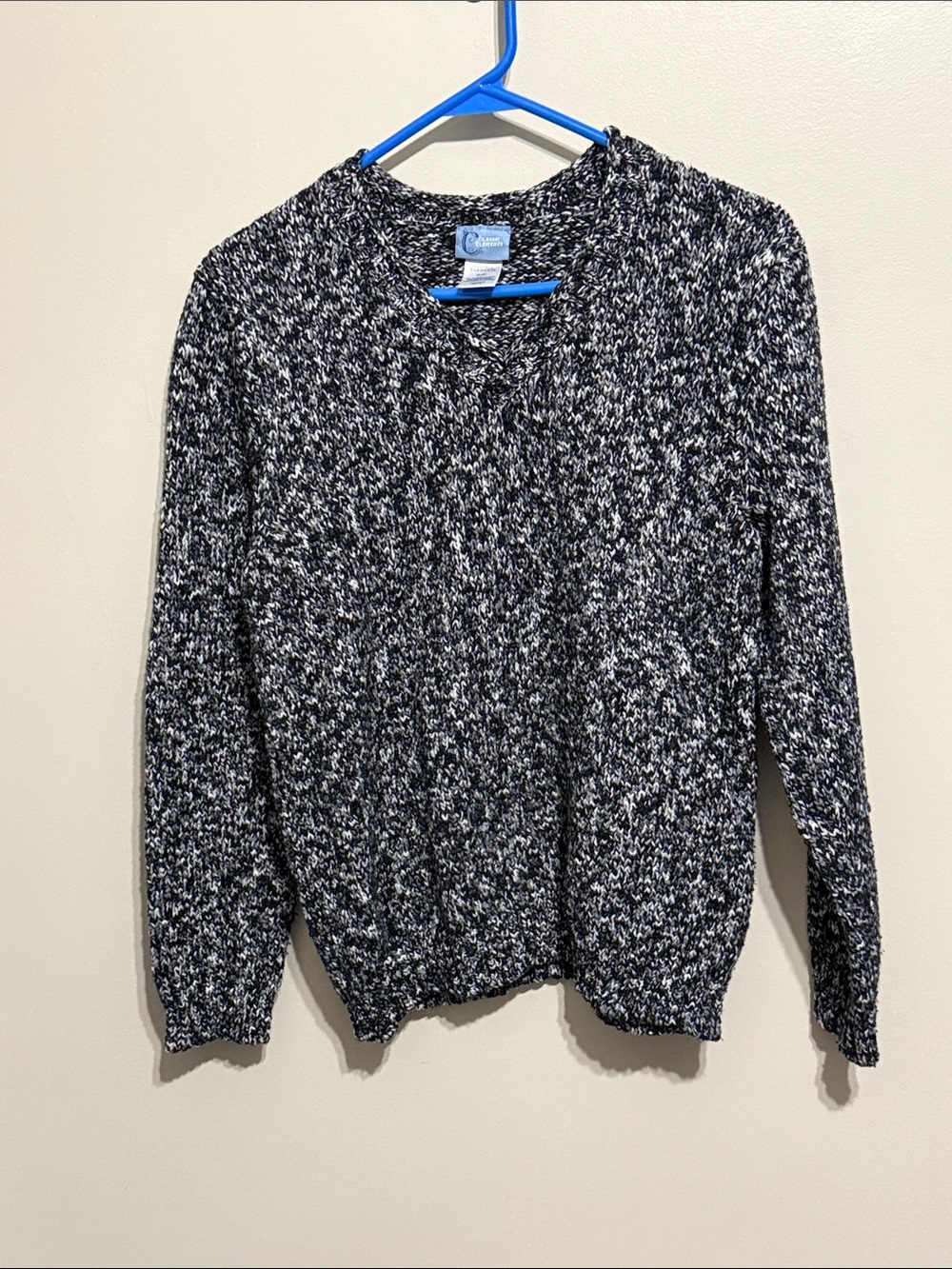Classic Elements Black & White Marled Crewneck Sweater